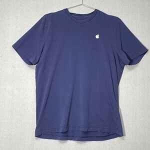 Apple Logo T Shirt Mens Medium Blue Corporate Tech Minimalist Tee